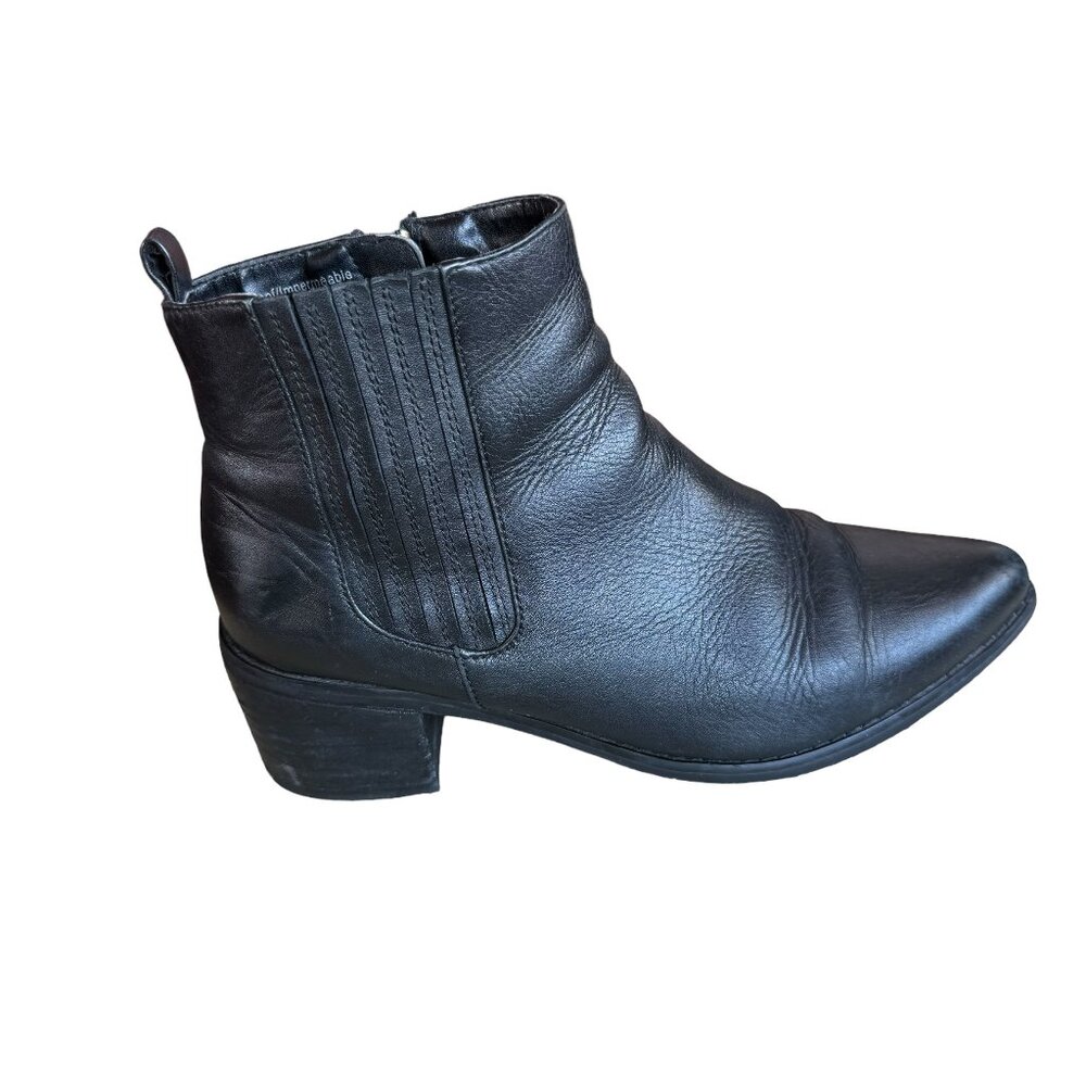 Blondo Elvina Women's Black Leather Zip Up Waterproof Ankle Boots SIZE 7M